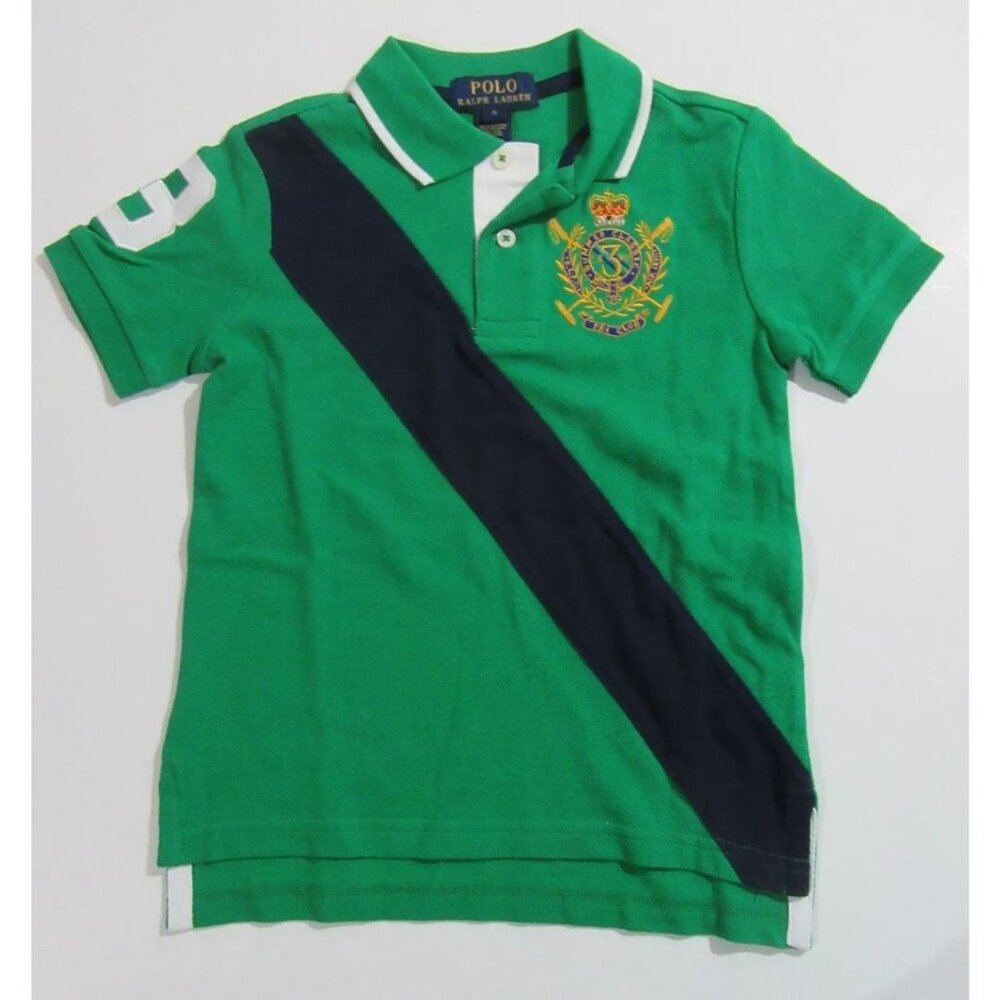 Polo Ralph Lauren Summer Classics PRL Club Boys Short Sleeve Shirt Green w/Crest